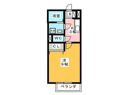 サンクレールC(1K/1階)の間取り写真