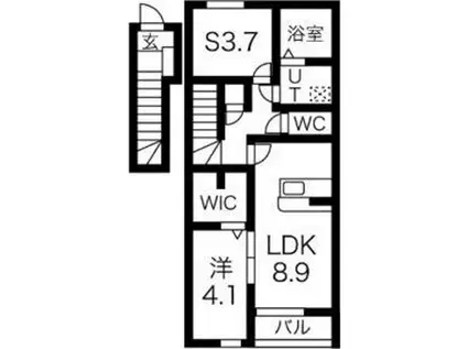 北上市藤沢18地割(1SLDK/2階)の間取り写真