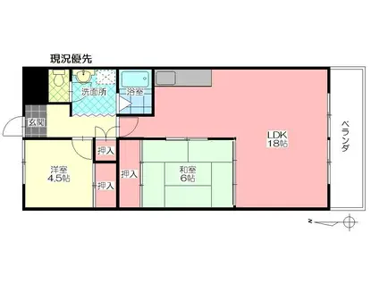 サンリラ駅前(2LDK/9階)の間取り写真