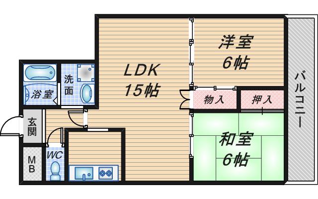 メゾン稲津(2LDK/4階)の間取り写真