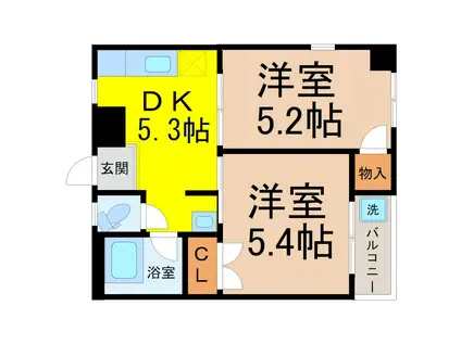 八事ドミール(2DK/2階)の間取り写真