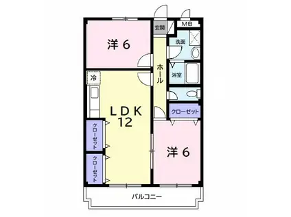 ガーデンプレイスI(2LDK/2階)の間取り写真