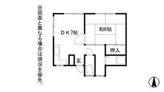 新在家ハウス(1DK/2階)の間取り写真