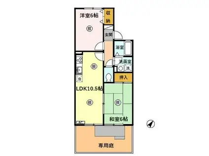 リブェールけやきI(2LDK/1階)の間取り写真