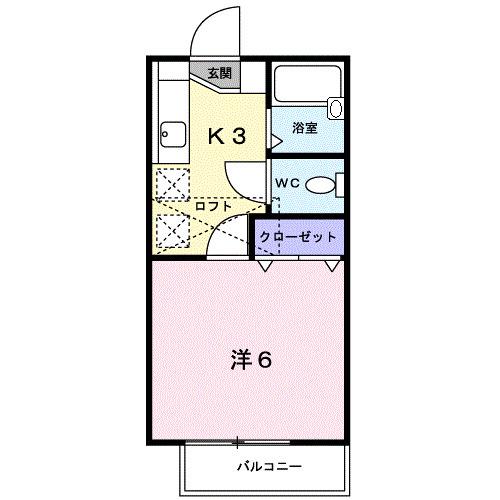 クレールアムール(1K/2階)の間取り写真