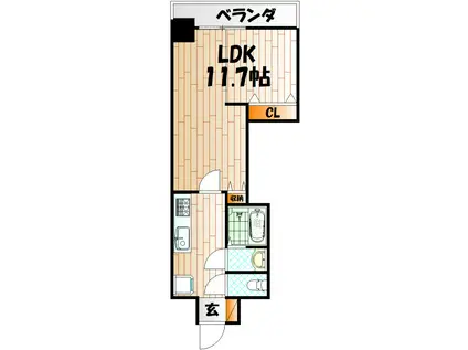 デザイナープリンセス77(1K/4階)の間取り写真