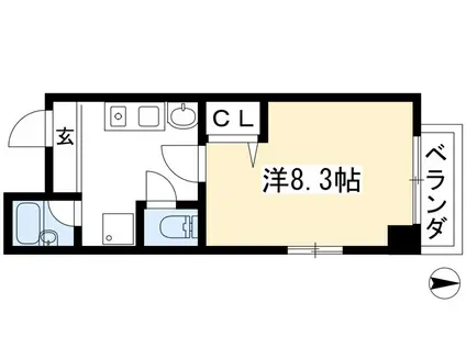 オクムラビル(1K/4階)の間取り写真