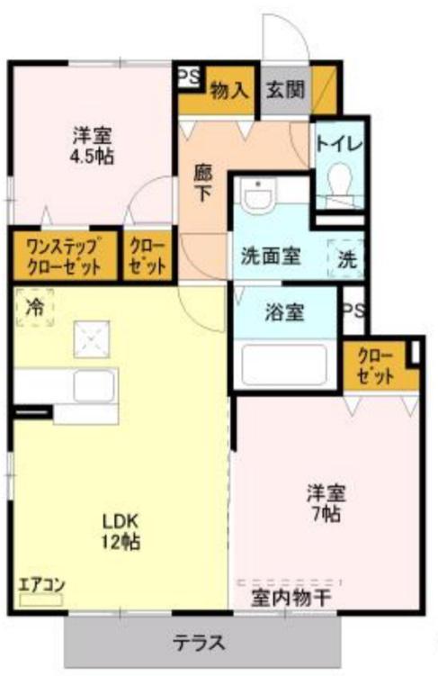 ルミエールB(2LDK/1階)の間取り写真