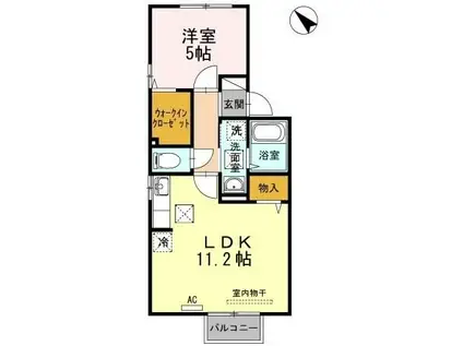 グラン・カフリエII A棟(1LDK/1階)の間取り写真