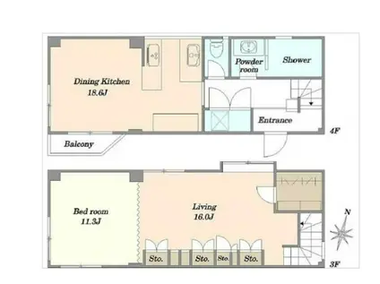 エスタ代々木(1LDK/3階)の間取り写真