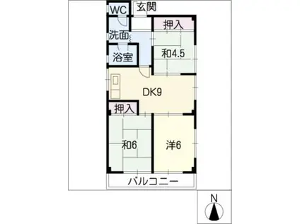 ハイツ広井(3DK/1階)の間取り写真