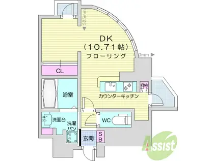 DNKMSA パート4 ANNEX別館(ワンルーム/9階)の間取り写真