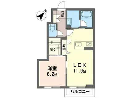 シャーメゾンヌーヴェルメール(1LDK/1階)の間取り写真