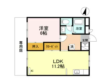エステートピアあいらく(1LDK/1階)の間取り写真
