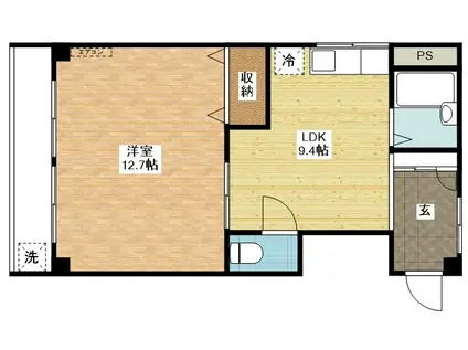 T・Kビル(1LDK/4階)の間取り写真