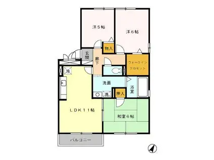 アンソレイエC(3LDK/1階)の間取り写真