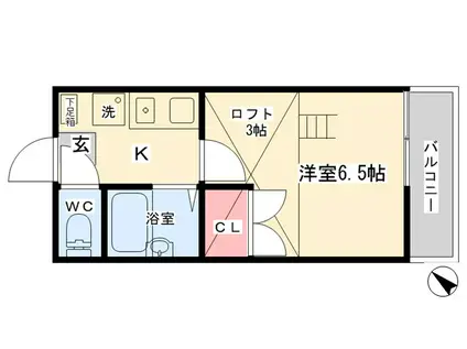 サンレオ奥田(1K/1階)の間取り写真