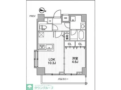 LUNIQ錦糸町(1LDK/3階)の間取り写真