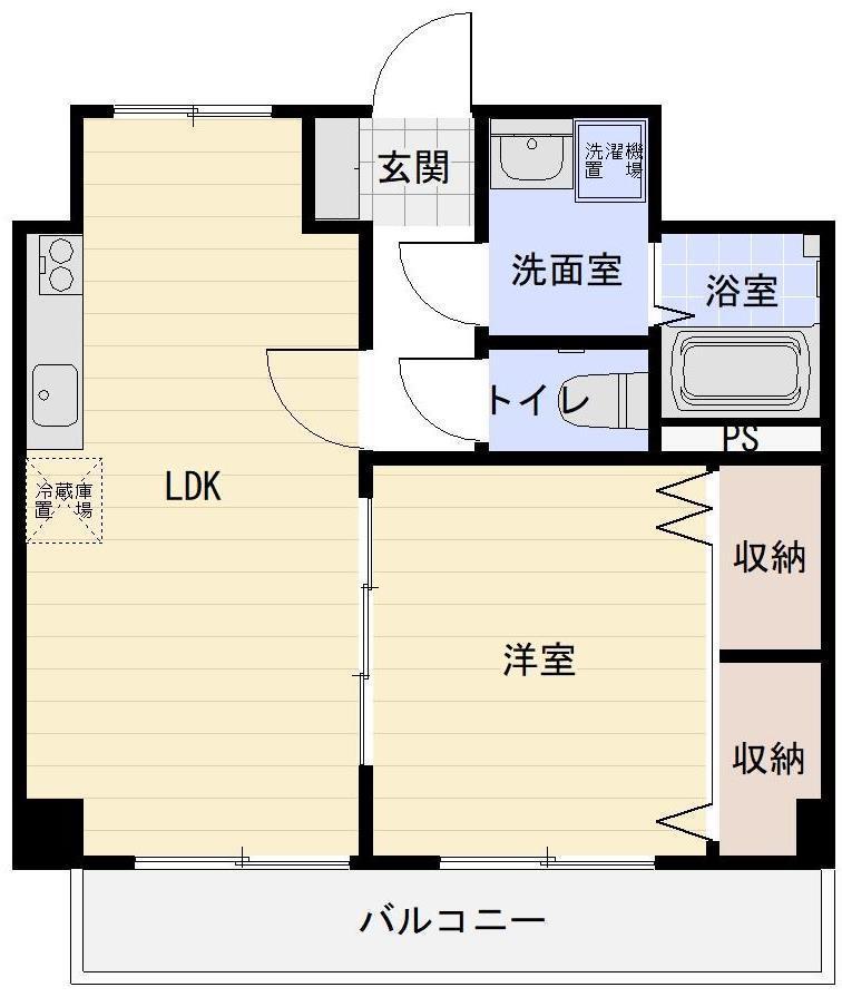 リバーコートC(1LDK/4階)の間取り写真