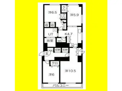 七間町ハイム(4K/10階)の間取り写真