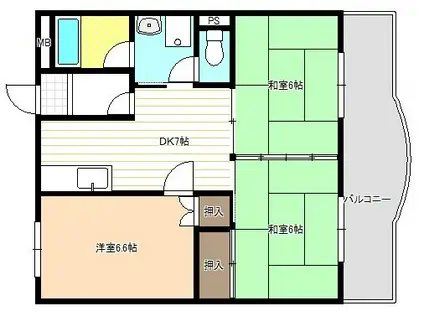 鳥山ハイツ(3DK/2階)の間取り写真