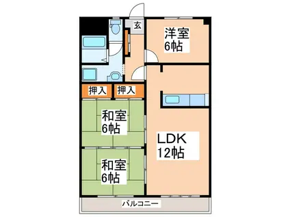 三和ビル(3LDK/6階)の間取り写真