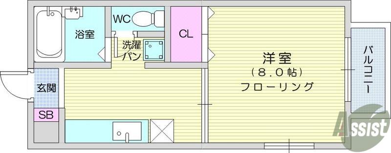 アビタシオン(1K/2階)の間取り写真