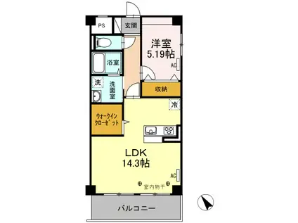 PACE万代 201(1LDK/2階)の間取り写真