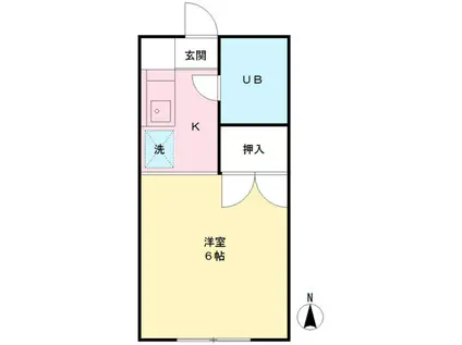 向ノ岡ハイツ3号棟(1K/1階)の間取り写真
