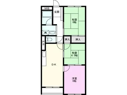 草加松原マンション(3DK/3階)の間取り写真