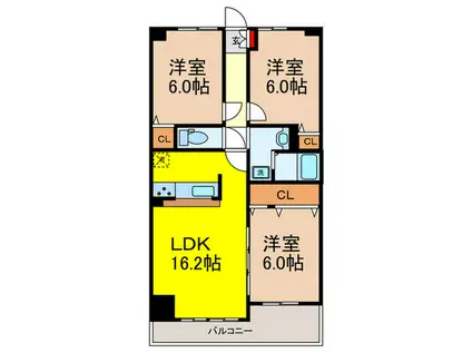 コスモ東石切さくら坂(3LDK/3階)の間取り写真