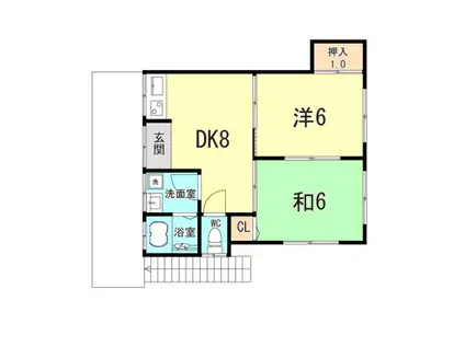 サニーヒル(2DK/2階)の間取り写真