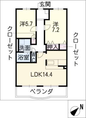 レジデンス柿下(2LDK/2階)の間取り写真