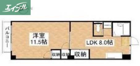 春日町マンション(1LDK/3階)の間取り写真