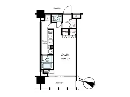 イクサージュ目黒(1K/4階)の間取り写真