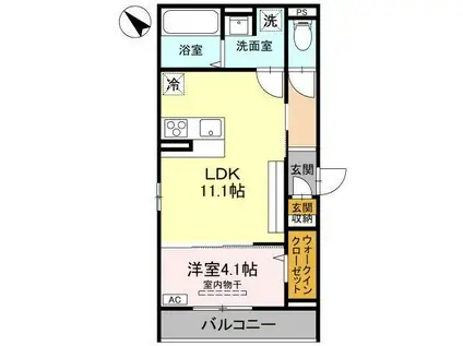 D-ROOM川端町(1LDK/1階)の間取り写真