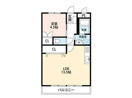 ルシエール鏡島(1LDK/4階)の間取り写真