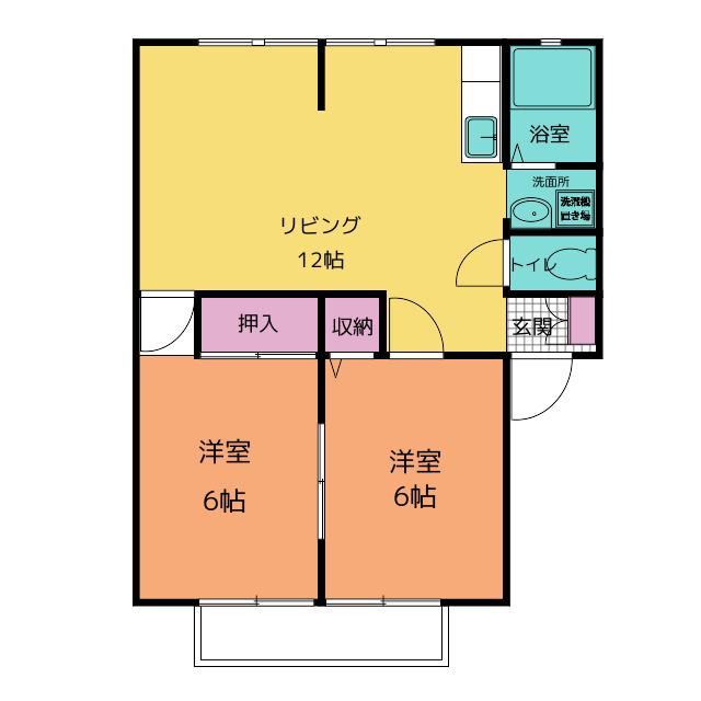 アミューズタウン川合(2LDK/2階)の間取り写真
