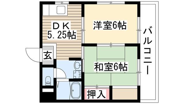 ウィン香月(2DK/2階)の間取り写真