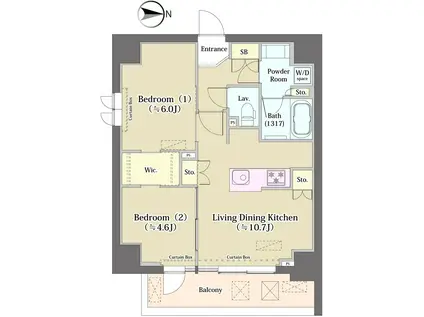 クリオラベルヴィ元浅草(2LDK/7階)の間取り写真