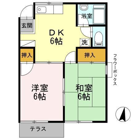 キャピタル高松台(2DK/2階)の間取り写真