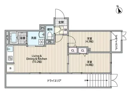 HJクラウンI(2LDK/1階)の間取り写真
