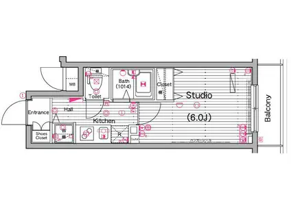 グランドガーラ横濱山下町(1K/8階)の間取り写真