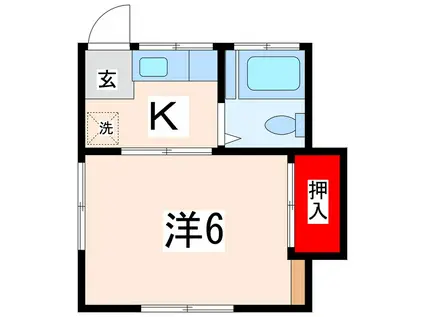 フラット上大川(1K/1階)の間取り写真