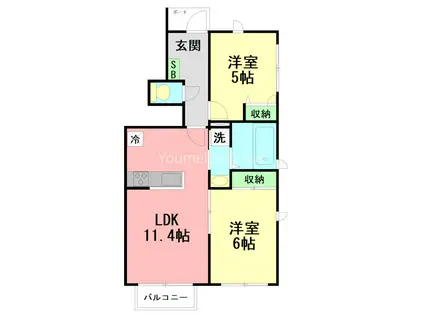 リリークレールI(2LDK/1階)の間取り写真