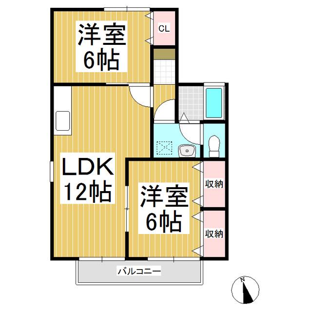 セジュール8タナカB(2LDK/2階)の間取り写真