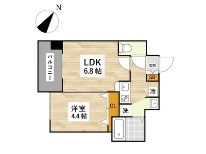 S-FORT保田窪(1LDK/4階)の間取り写真