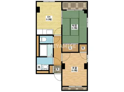 テラス明(2DK/2階)の間取り写真