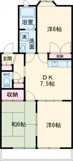 レジデンスK(3DK/2階)の間取り写真
