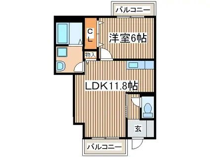 グリーンゲイブルズ(1LDK/1階)の間取り写真